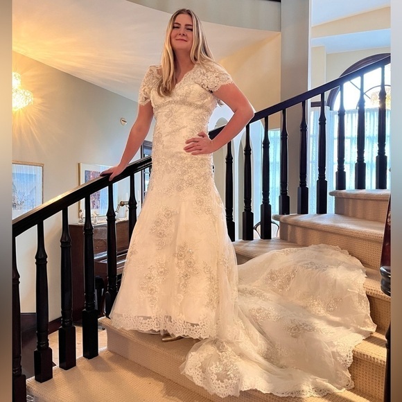 Allure Bridal C150 Mermaid Wedding Dress with Lace,Swarovski Crystals and Train - Picture 11 of 16